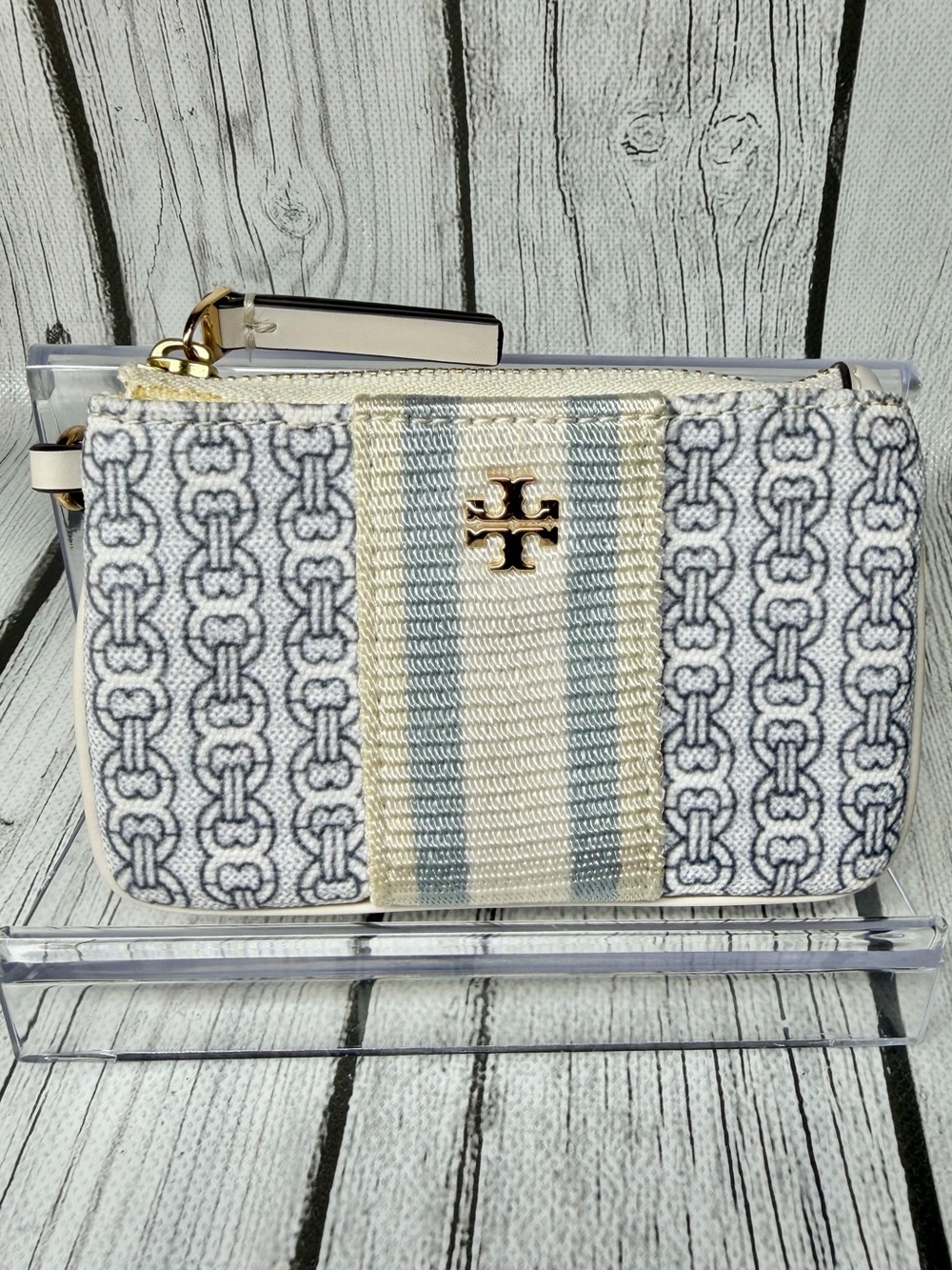 PRE LOVED Tory Burch Gemini Link canvas zip